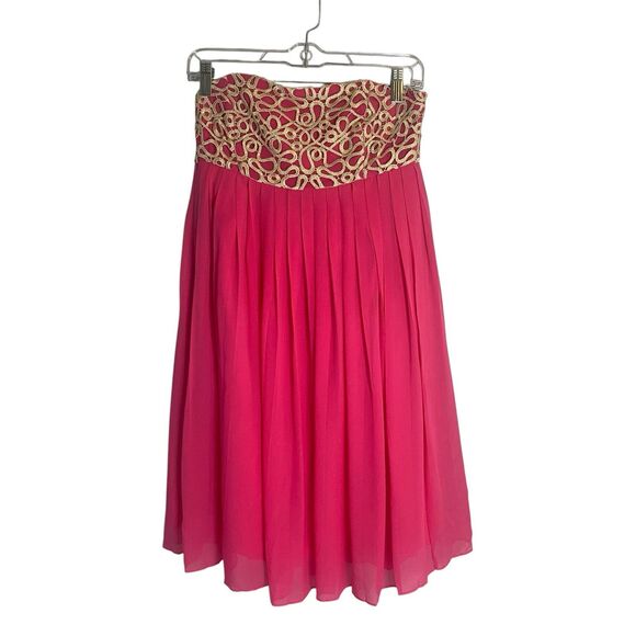 Lilly Pulitzer Jillie Chiffon Strapless Dress Pink Silk Size 6 - Picture 2 of 12